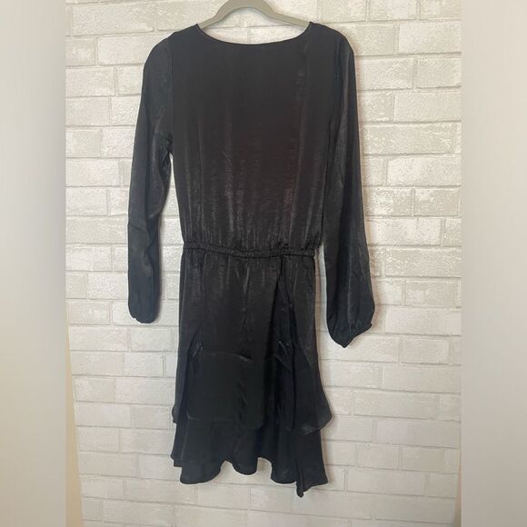 Lascana NWT Black Silk-like Dress Long Sleeved Double Layered size 6 - Picture 8 of 8